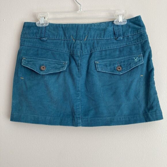 American Eagle Corduroy Mini Skirt Womens Size 6 Teal Blue Pockets Y2K New - Picture 5 of 8